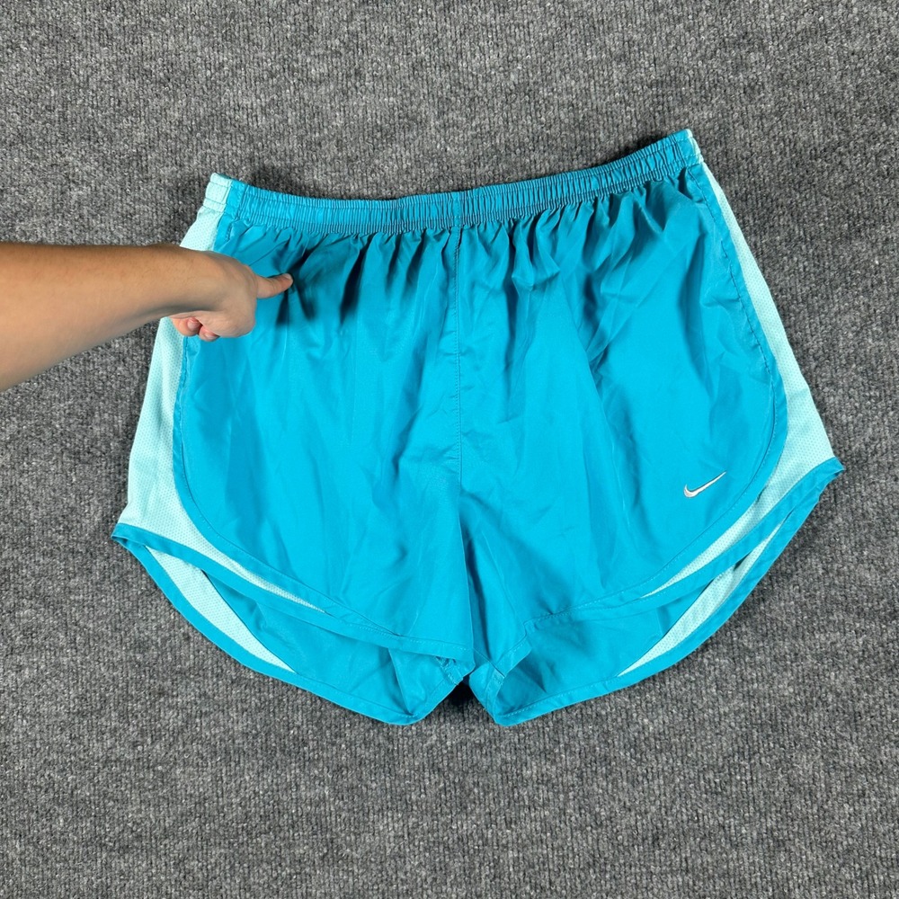 Nike Shorts Womens Size L Teal Dri-Fit Running Mesh Breathable Athletic Workout